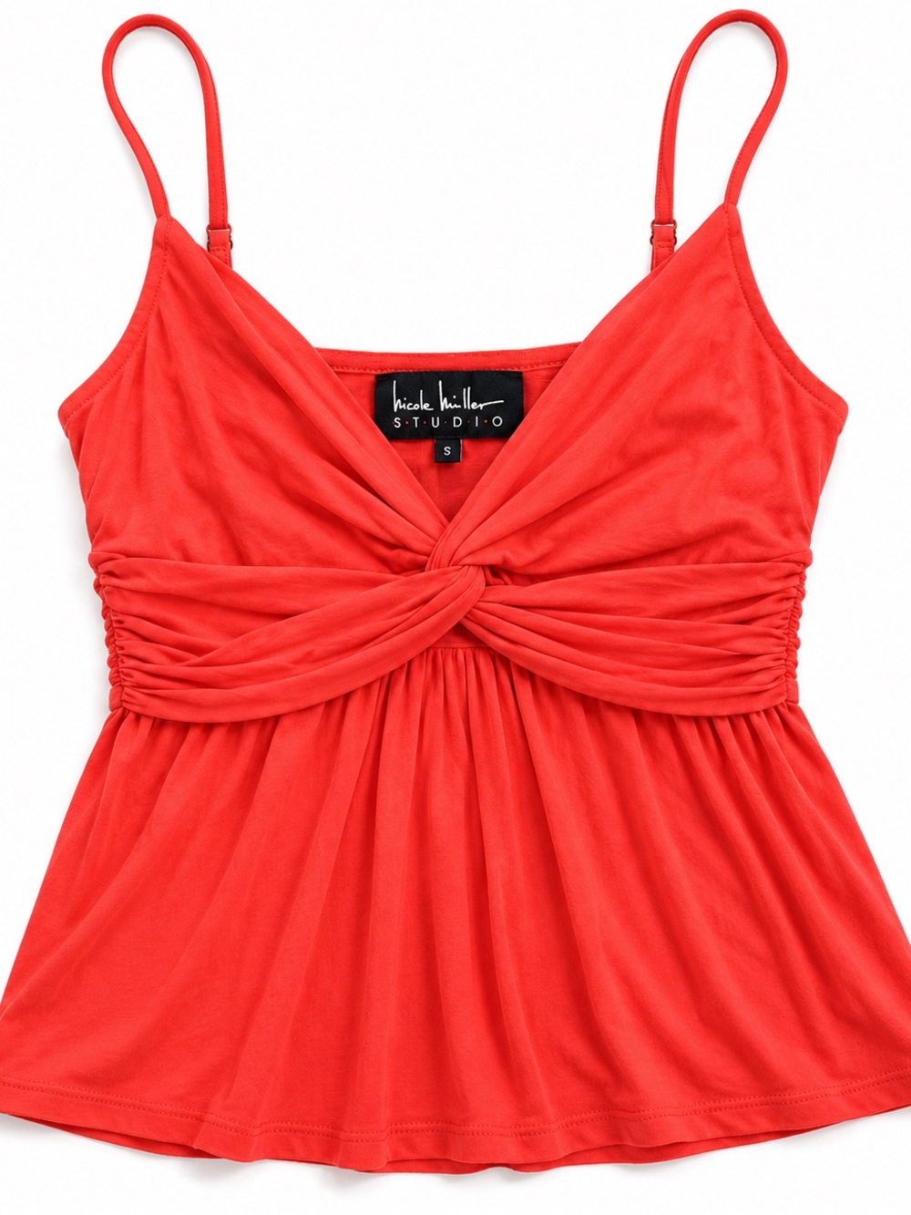 Nicole Miller Studio Coral Twist Front Tank Top | Size Small